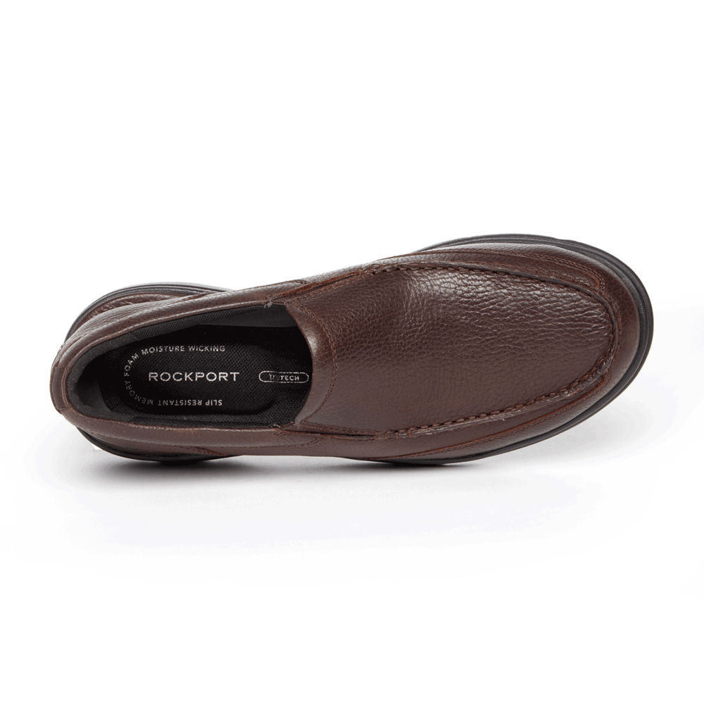 Rockport Mens Slip-On Dark Brown - ProWalker Eureka Plus - UK 294-ZVBGMO